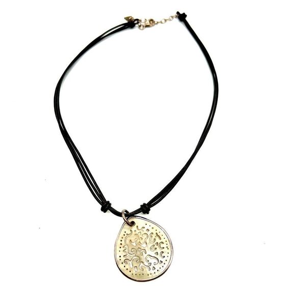 Silpada Leather Strap w/ Mother of Pearl pendant - Picture 1 of 6